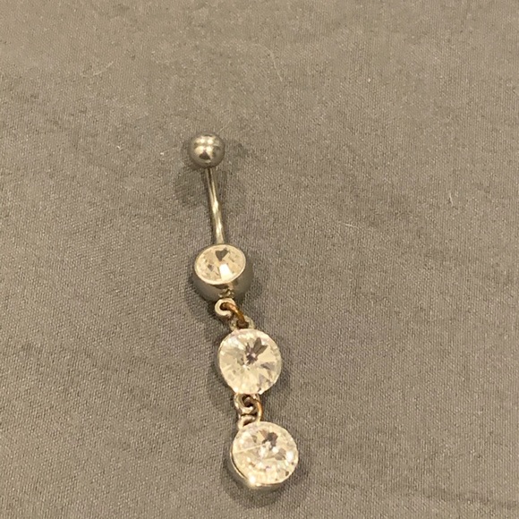Belly Button Ring dangling rhinestones - Picture 3 of 8